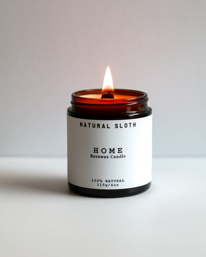 Natural Sloth Home Beeswax Candle