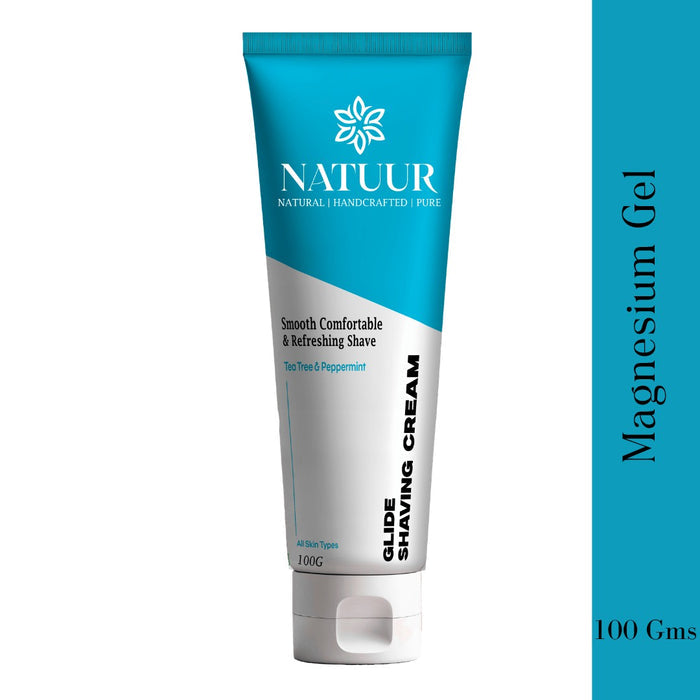 Natuur.in EDGE gentle shaving cream tube with tea tree, peppermint, and aloe vera for a smooth, comfortable shave.