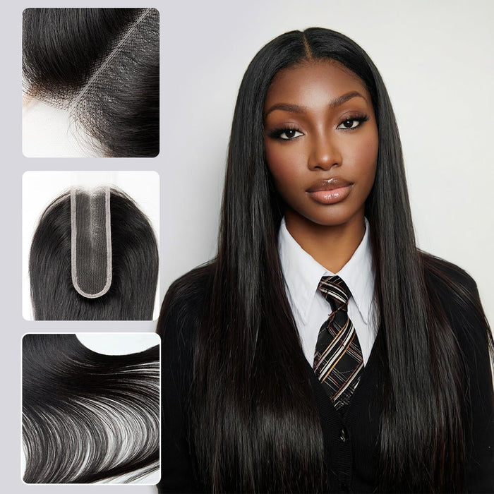 NEWMISS Hair Kim K Middle Part Closure Pre-plucked with Natural Hairline - newmiss hair