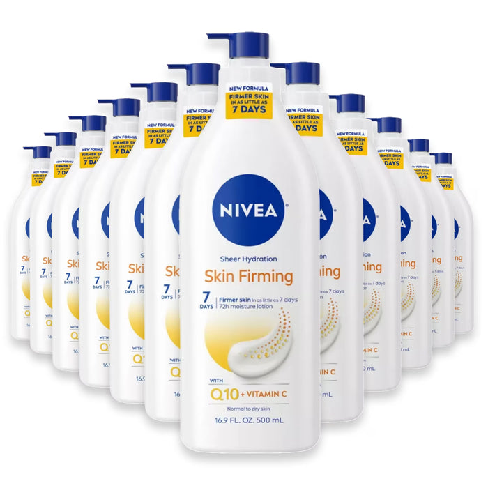 NIVEA Sheer Hydration Skin Firming Body Lotion with Q10 and Vitamin C - 16.9 oz - 12 Pack