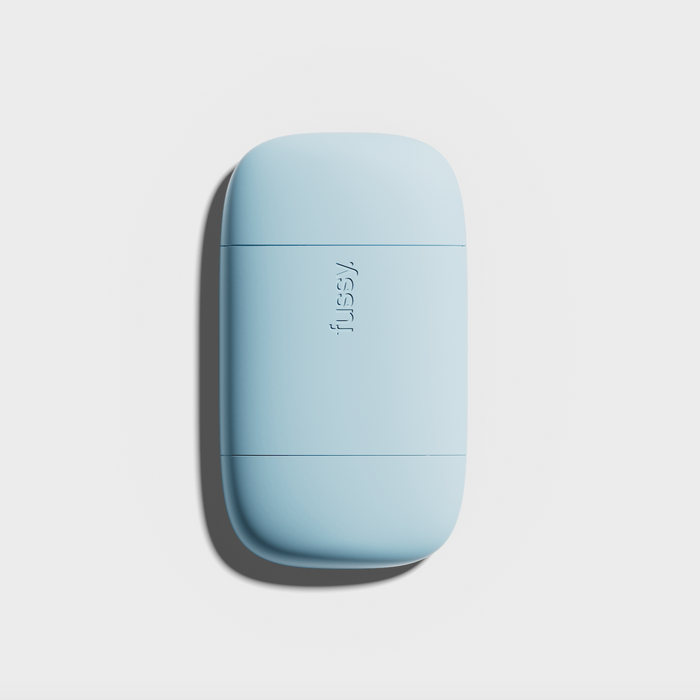 Fussy's Pale Blue deodorant case to hold their refillable, natural deodorant.