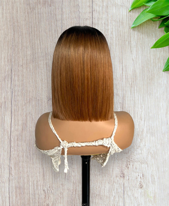 Ombre 1/30 Wear & Go Glueless Straight Bob Wigs 180% Density 4×6 Hd Closure Wig Human Hair