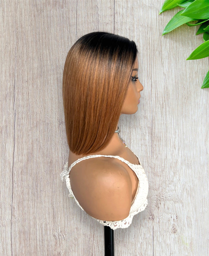 Ombre 1/30 Wear & Go Glueless Straight Bob Wigs 180% Density 4×6 Hd Closure Wig Human Hair