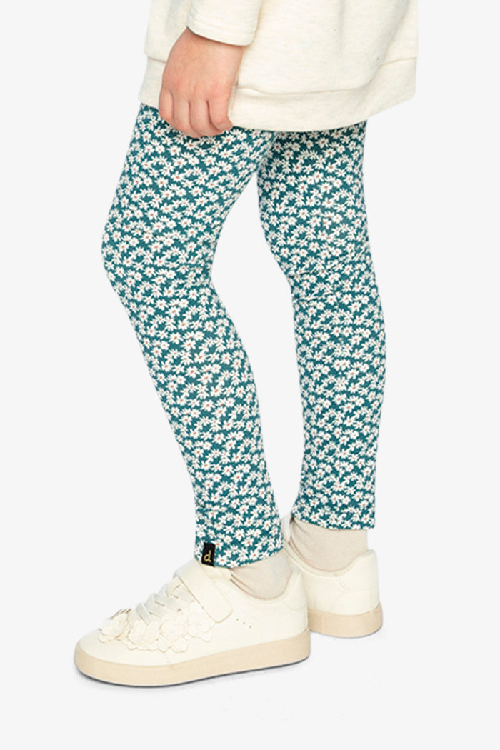 Organic Cotton Leggings Green Daisy Print-2