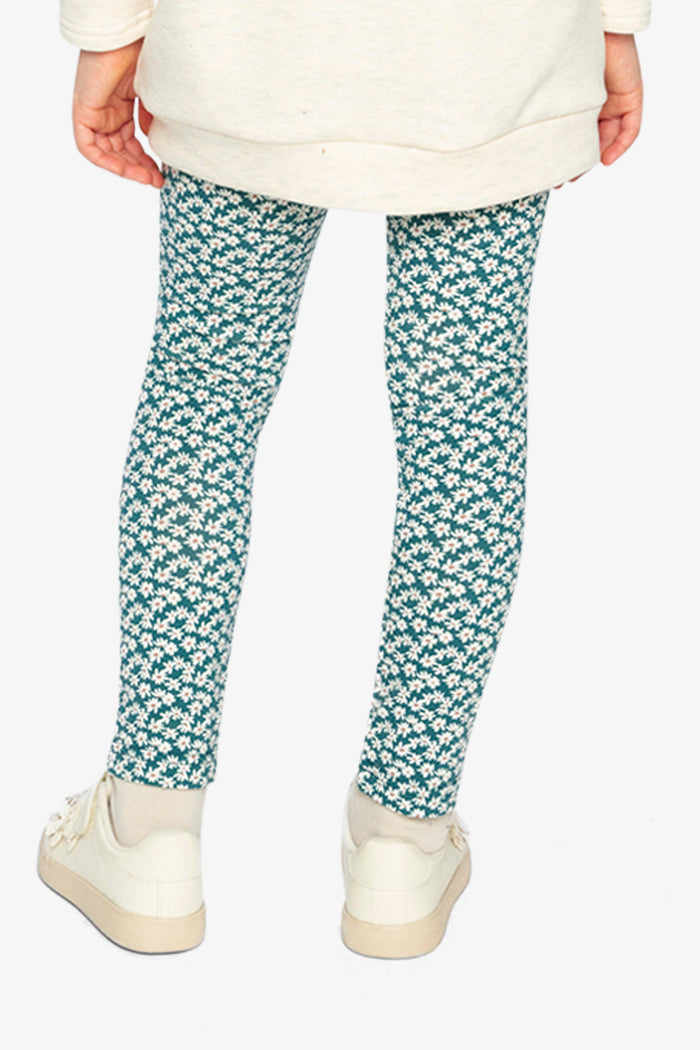Organic Cotton Leggings Green Daisy Print-3