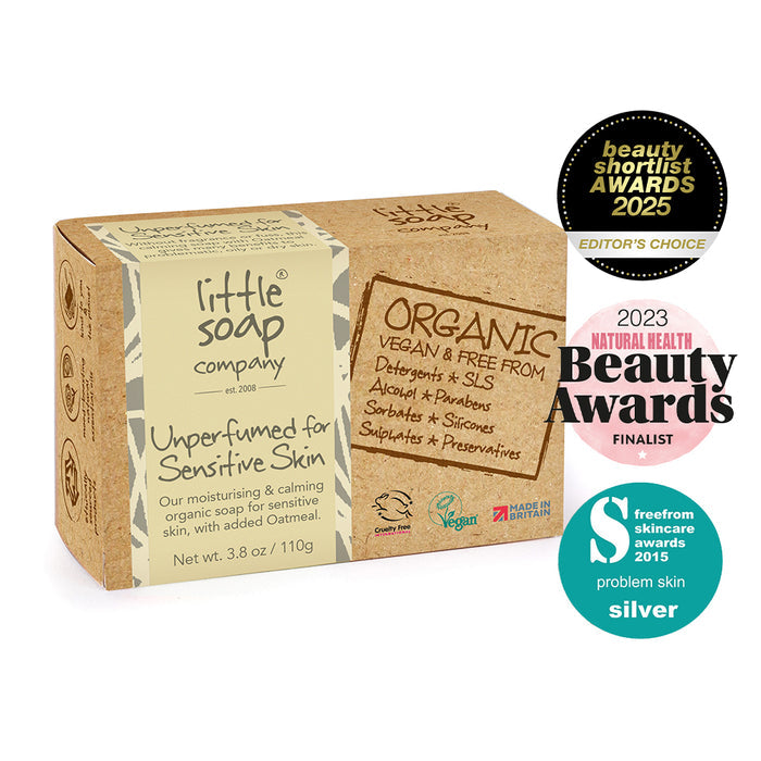 Organic Unperfumed Bar Soap with Oatmeal for Sensitive Skin 110g