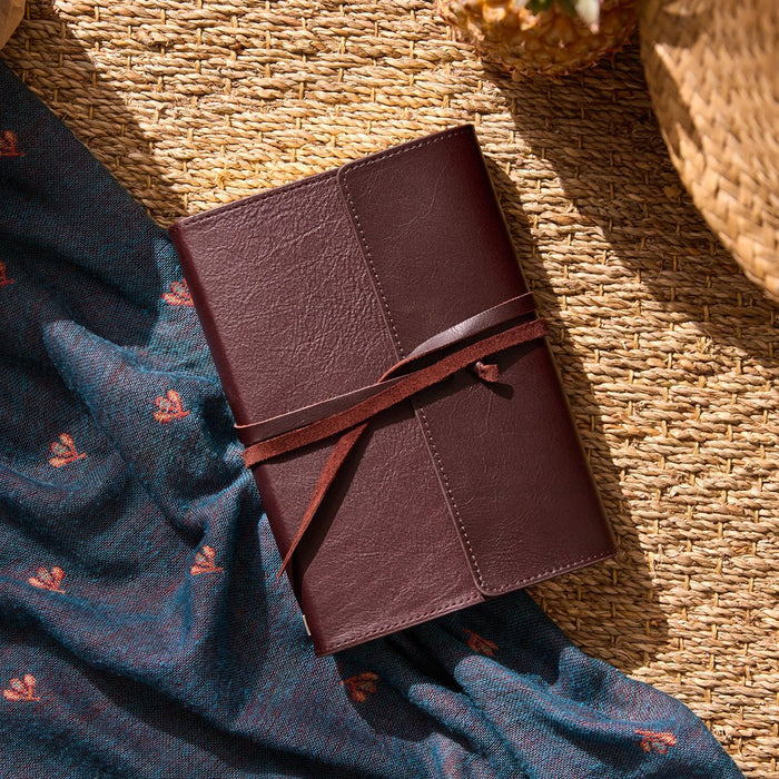 Leather Wrap Journal Travel Notebook in Orient Red