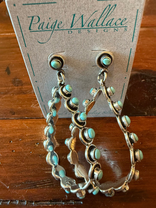 Paige Wallace Post Large Reconstituted Turquoise Stone Sterling Silver Earrings