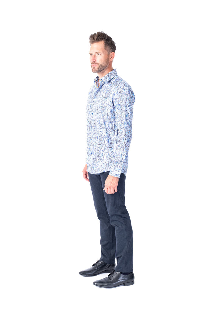 Paisley Print "Fidel" Shirt - Sky