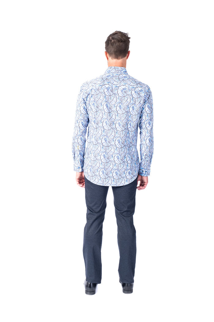 Paisley Print "Fidel" Shirt - Sky