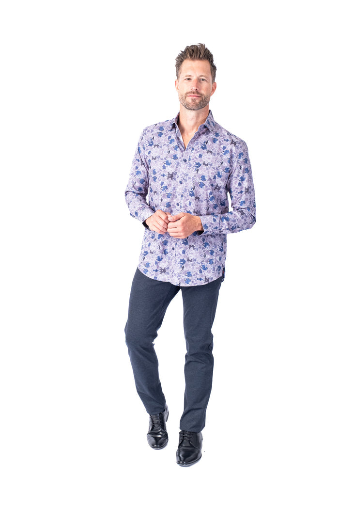 Paisley Print "Sally" Shirt - Lavender