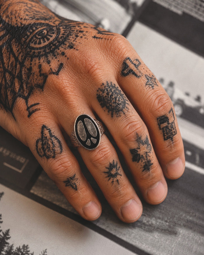 Peace Sign Biker Ring