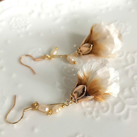 Peony Flower Bud Bespoke Earrings - Silk Earrings(Ronghua)