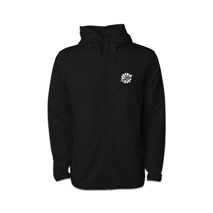 The Rag Company Performance Zip Hoodie Black Front View