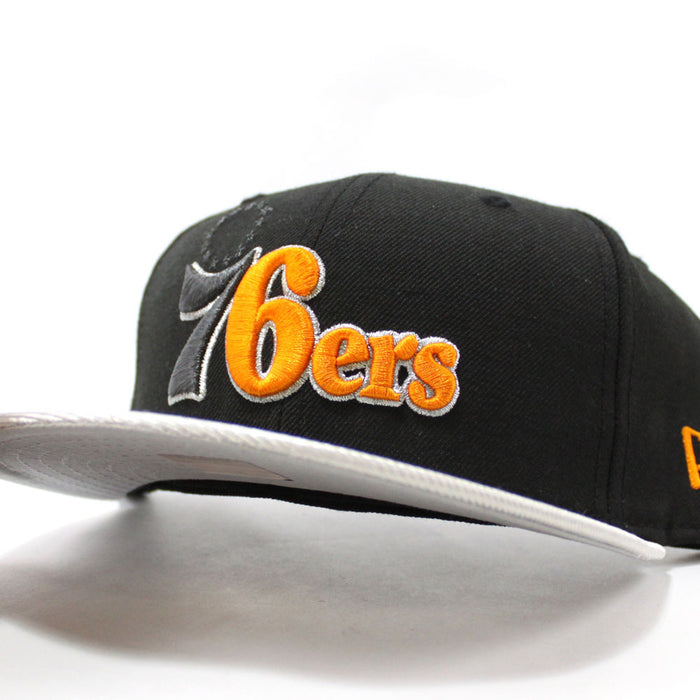 Philadelphia 76ers New Era 59FIFTY Fitted Hat (Black Metallic Sliver Gray Under Brim)