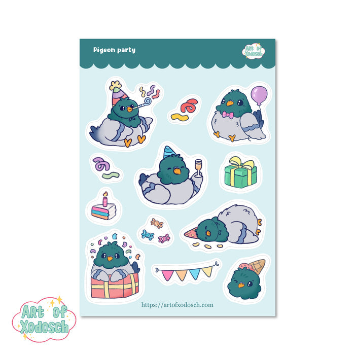 pigeon party sticker sheet