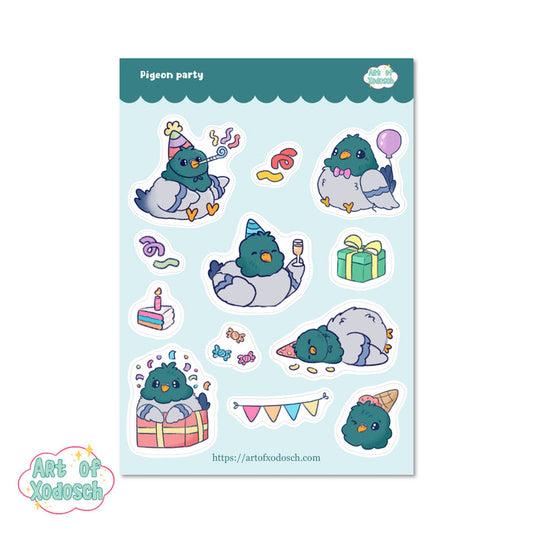 pigeon party sticker sheet