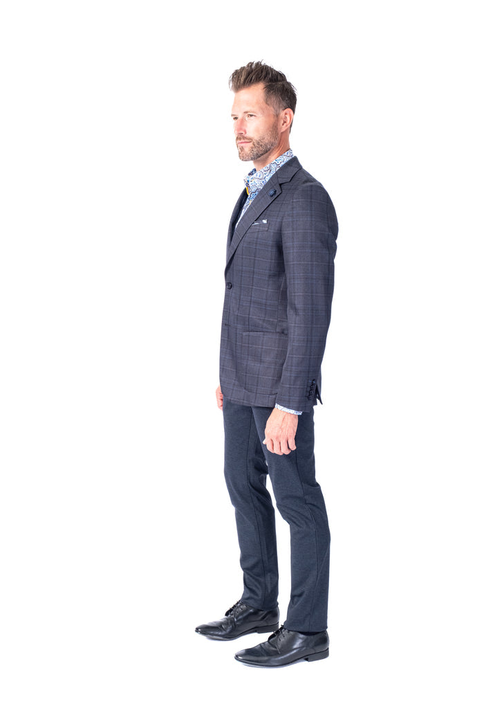 Plaid Patch Pocket Blazer - Charcoal