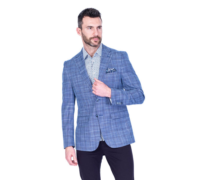 Plaid Sports Jacket - Blue