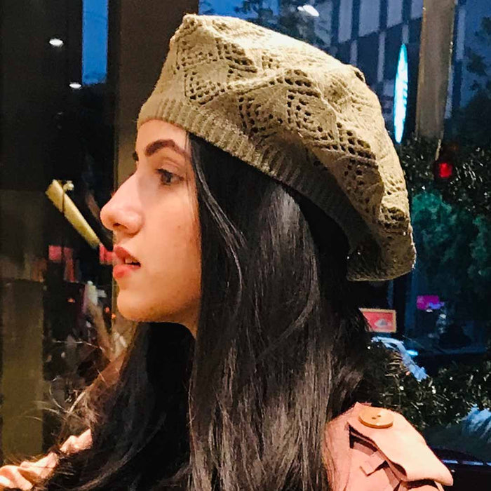 Plain Knitted Beret- Brown