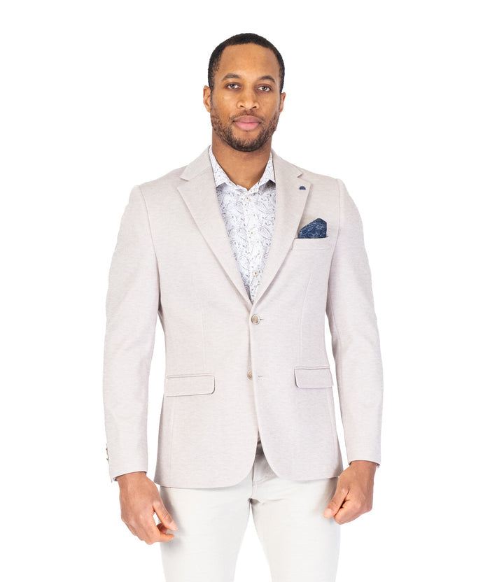 Poly/Stretch Textured Blazer - Beige