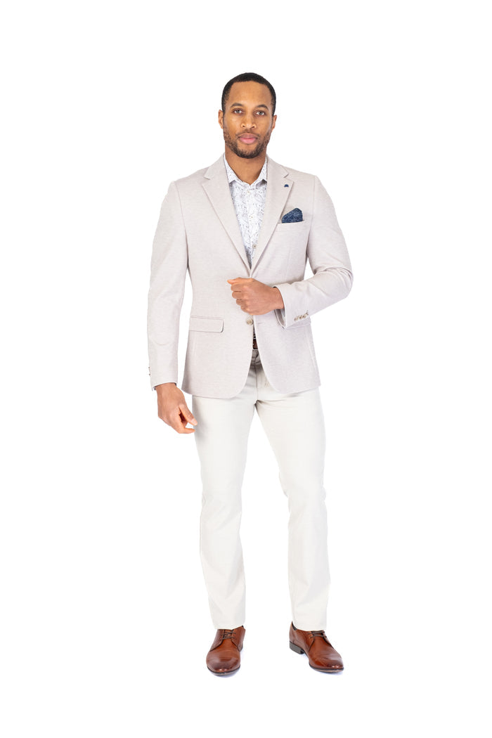 Poly/Stretch Textured Blazer - Beige