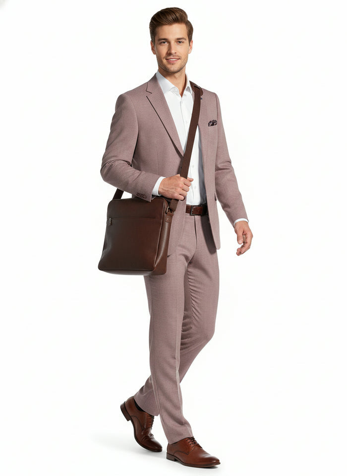 Poly/Stretch Textured Blazer - Burgundy
