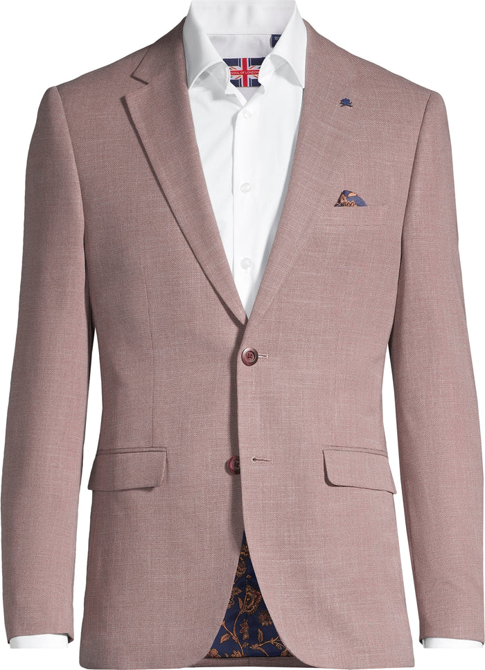 Poly/Stretch Textured Blazer - Burgundy