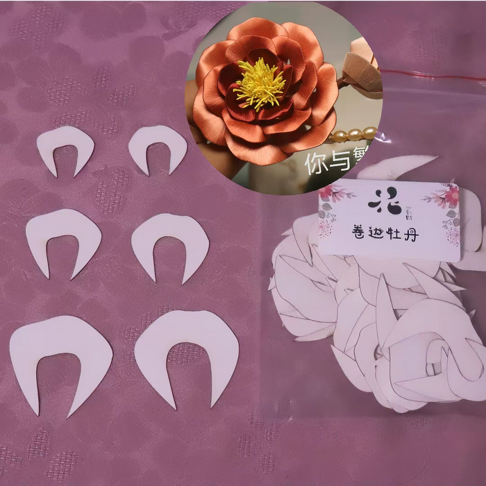 Poppy Peony Flowers Set - Chanhua Templates Pattern Hard Cardboard Slices