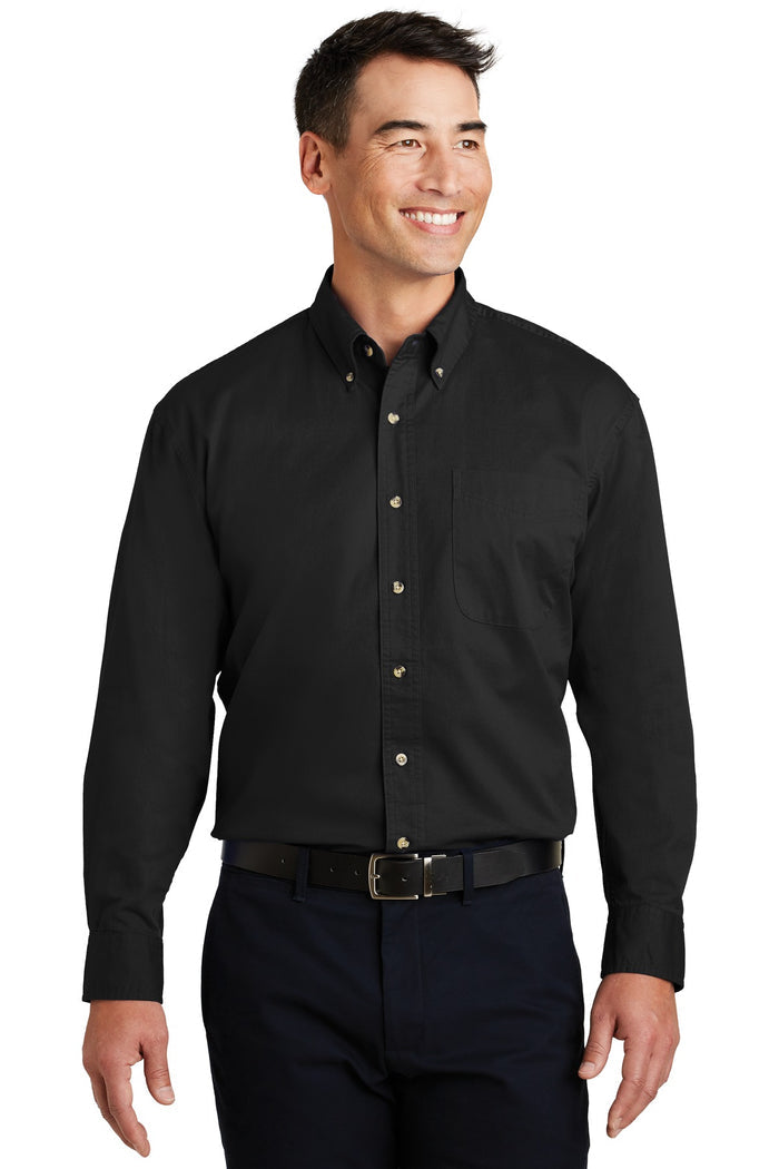Port AuthorityÂ® Long Sleeve Twill Shirt - Black | S600T