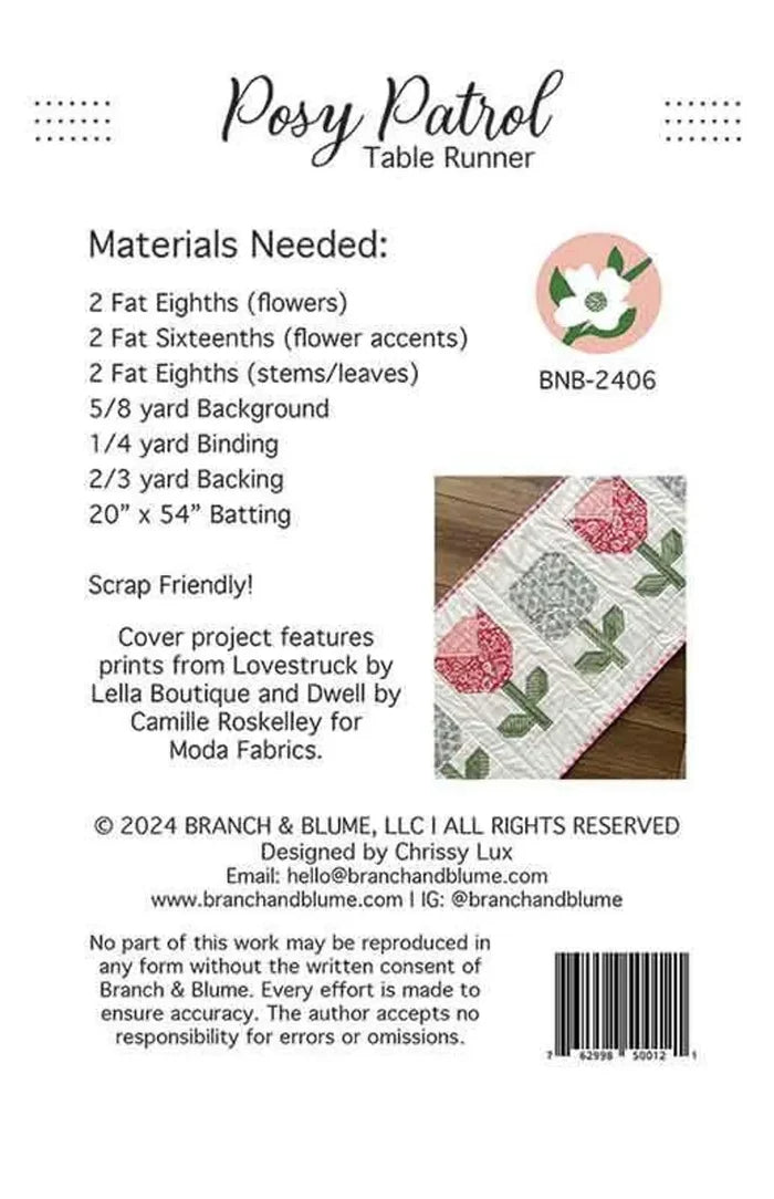 Posy Patrol Table Runner Quilt Pattern