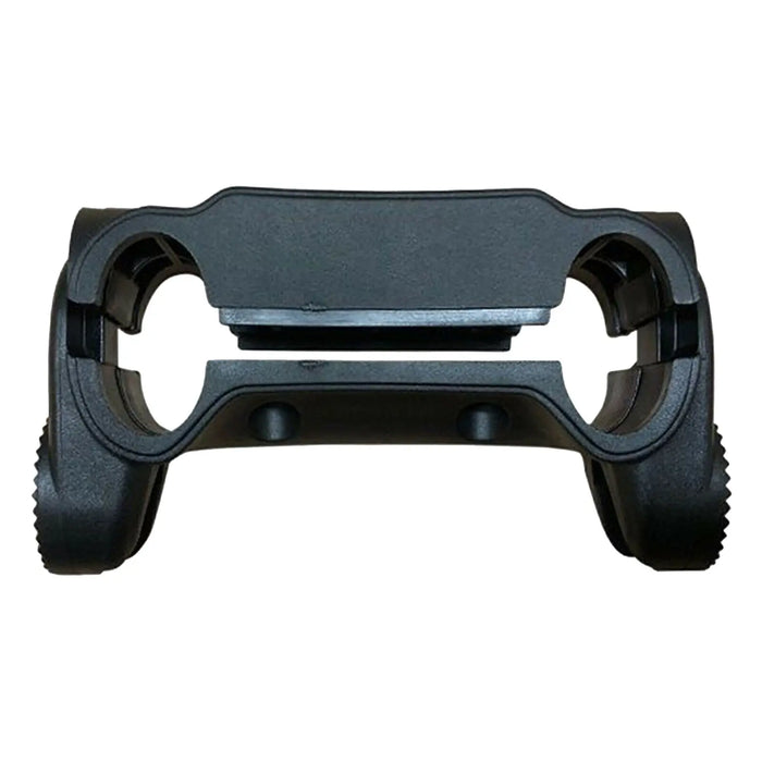 A black accessory bracket made by Powakaddy for C2 trolleys, to then attach further accessories to.