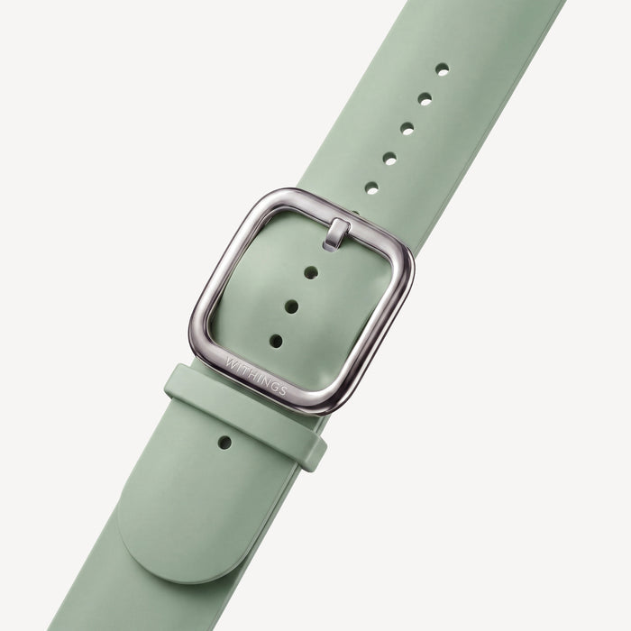 Premium Sport Fluoroelastomer Wristband Light Green & Silver