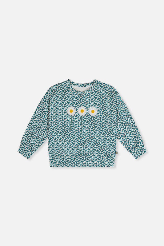 Printed Jersey Long Sleeve T-Shirt Green Floral Print-0