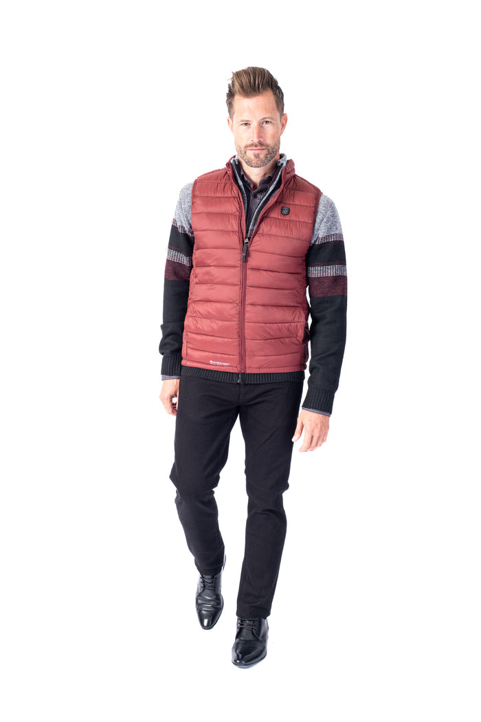 Quilted Nylon Vest - Burgundy