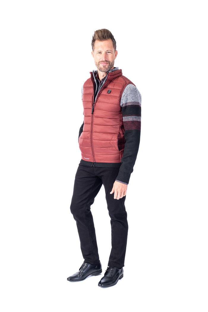 Quilted Nylon Vest - Burgundy