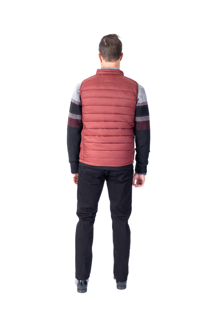 Quilted Nylon Vest - Burgundy