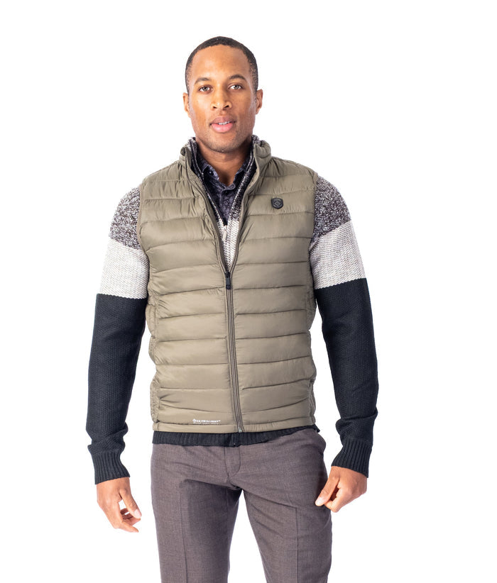 Quilted Nylon Vest - Olive