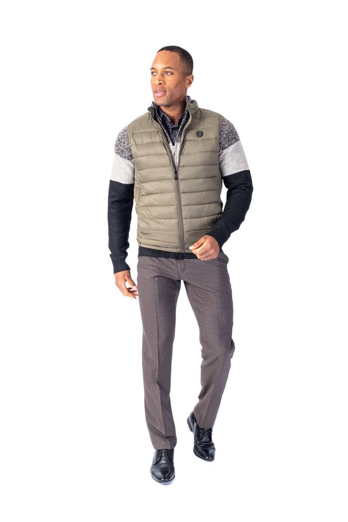 Quilted Nylon Vest - Olive