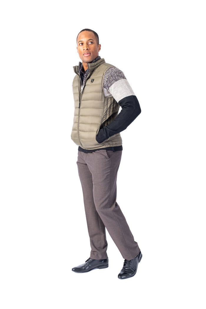 Quilted Nylon Vest - Olive