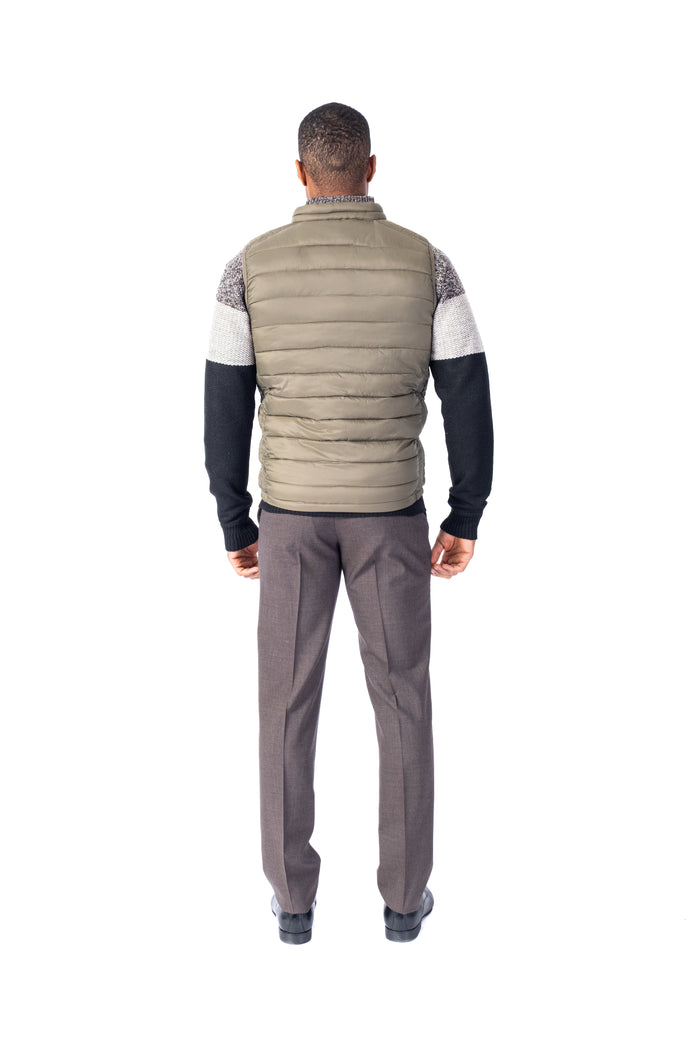 Quilted Nylon Vest - Olive