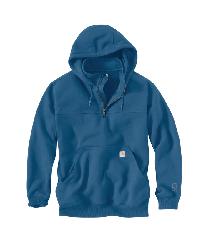RAIN DEFENDER PAXTON HEAVYWEIGHT HOODED ZIP MOCK SWEATSHIRT - HO4-Dark Horizon Blue | Carhartt 100617