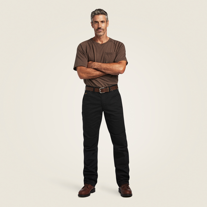 Rebar M5 Straight Durastretch Washed Twill Dungaree Straight Leg Pant - 001-Black | Ariat 10041065