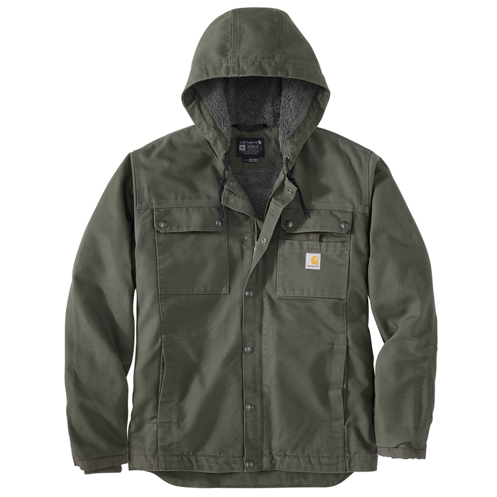 Relaxed Fit Washed Duck Sherpa-Lined Utility Jacket - MOS-Moss | Carhartt 103826