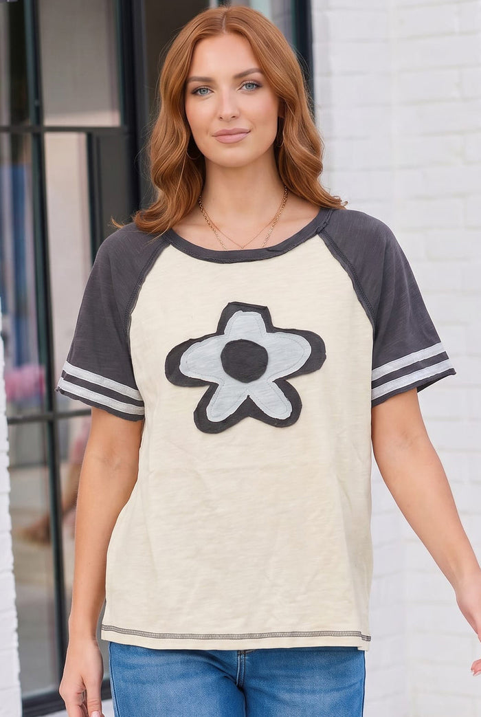 Retro Flower Power Baseball Tee