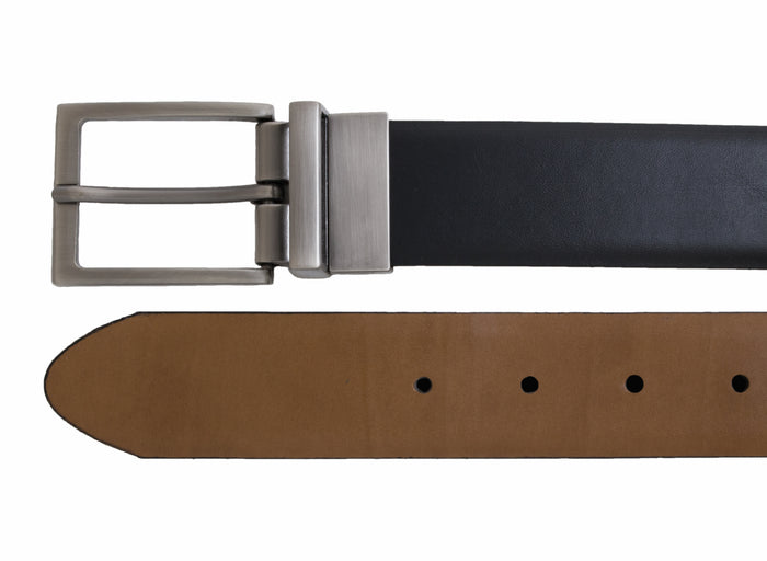 Reversible Square Buckle Belt - Black / Tan