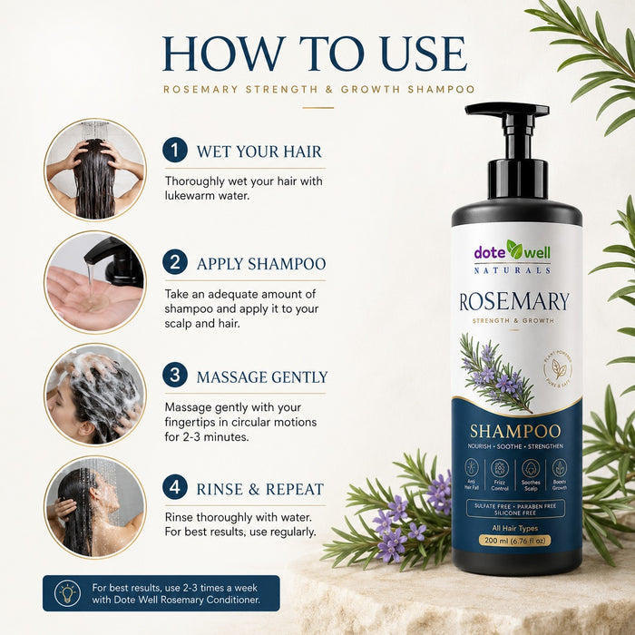 Rosemary Hair Shampoo for Hair Fall Control | Strengthening & Frizz Control for Dry Damaged Hair | 200ml