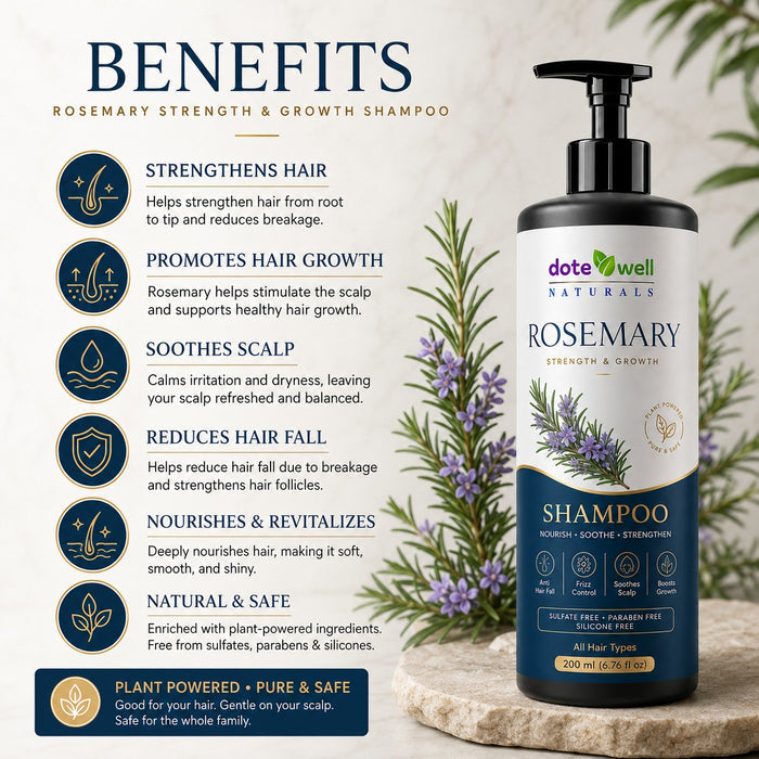 Rosemary Hair Shampoo for Hair Fall Control | Strengthening & Frizz Control for Dry Damaged Hair | 200ml