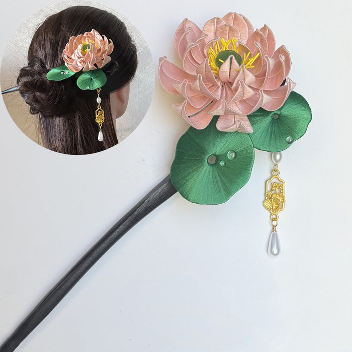 Round Leaf Lotus Hairpin Chanhua Materials Flowers DIY Kit - Include Detailed Video Tutorial