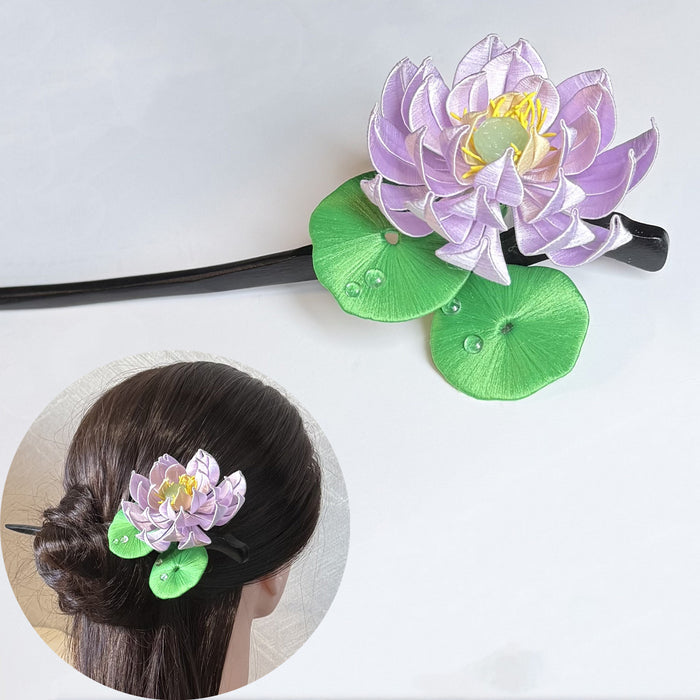 Round Leaf Lotus Hairpin Chanhua Materials Flowers DIY Kit - Include Detailed Video Tutorial
